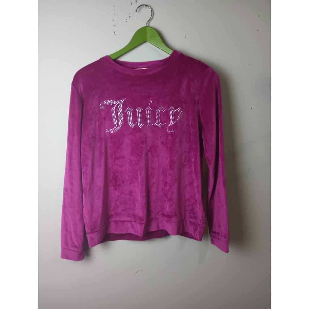Juicy Couture Pink Velour Rhinestone Logo Sleep Top Sweatshirt Womens Small